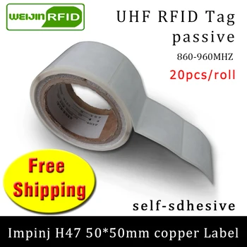 UHF RFID žymę lipdukas Impinj H47 spausdinimui vario etiketės 915mhz868mhz EPC6C 20pcs nemokamas pristatymas klijų pasyvus RFID etikečių